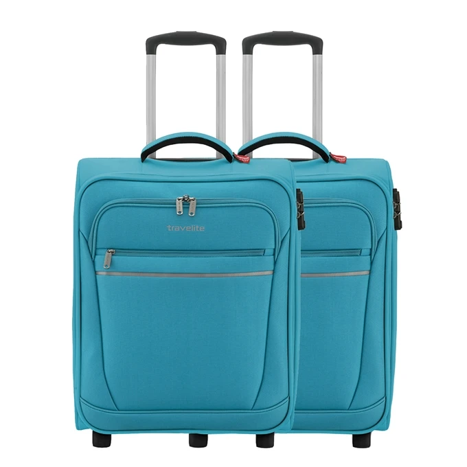 Travelite Cabin 2 Wiel Trolley Set Van 2 Turquoise 1 Travelite Cabin 2 Wiel Trolley Set Van 2 Turquoise